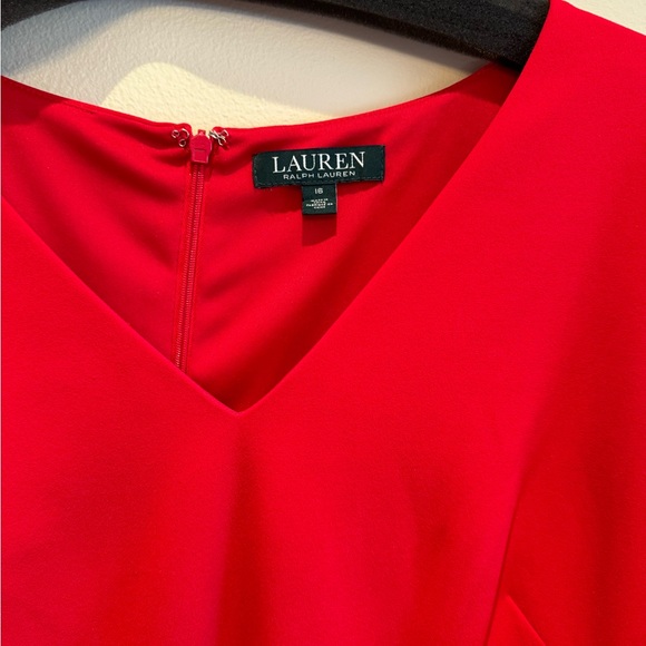 Ralph Lauren - NEW - Red Flutter Sleeve V-Neck Red Dress - Picture 3 of 5